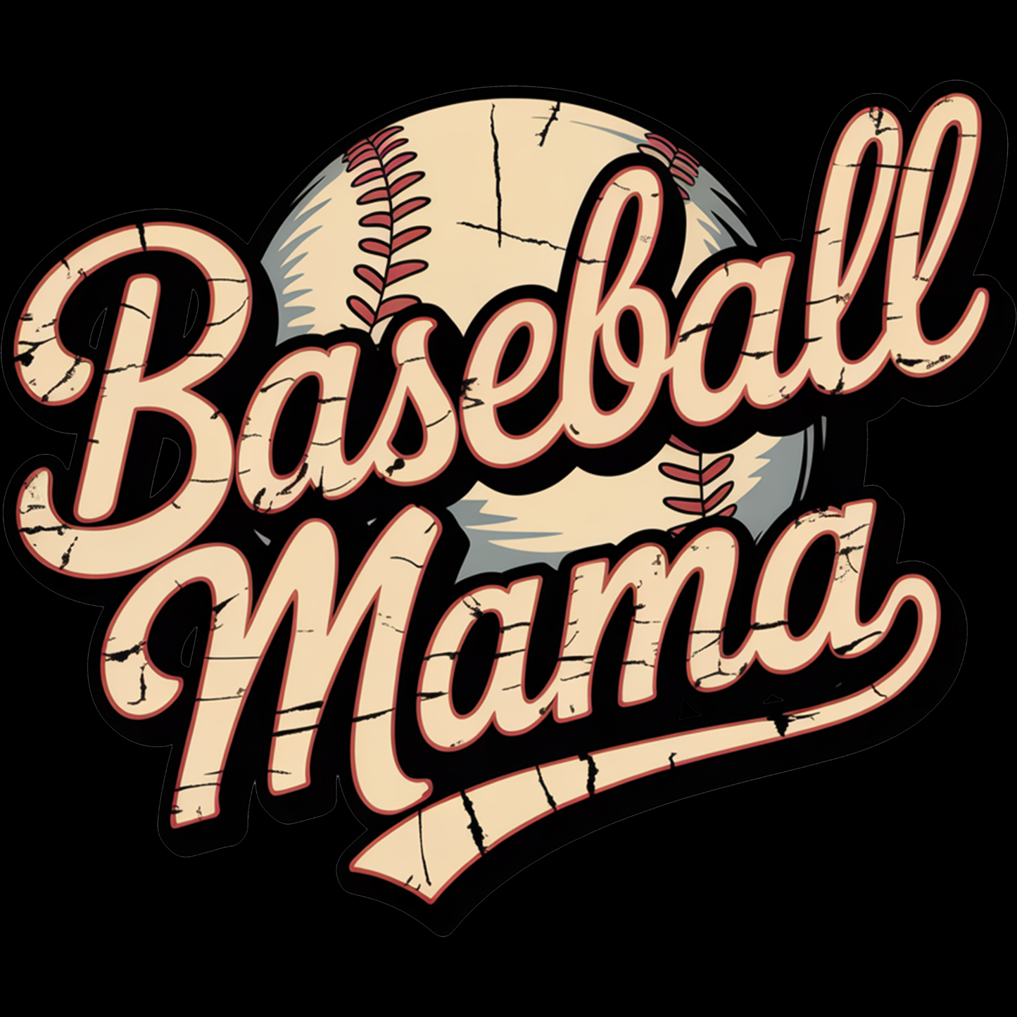 𝐁𝐚𝐬𝐞𝐛𝐚𝐥𝐥 𝐌𝐚𝐦𝐚 – Vintage Softball Mom DTF Ready To Press Transfer