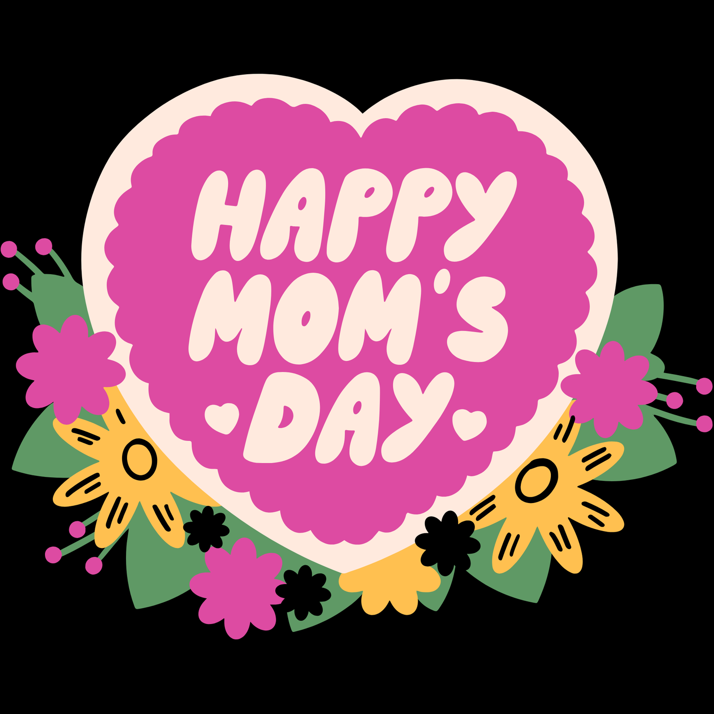 Happy Mom's Day Heart DTF Transfer – Cute Floral Mother's Day Ready to Press Heat Transfer