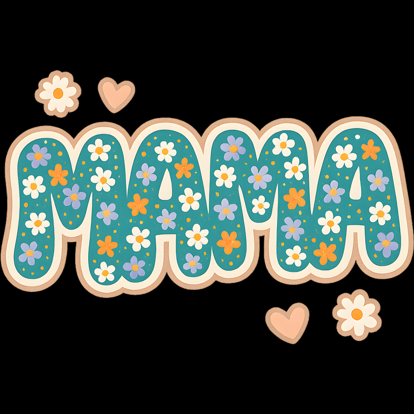 𝐅𝐥𝐨𝐫𝐚𝐥 𝐌𝐀𝐌𝐀 DTF Transfer – Retro Daisy Mom Design DTF Ready To Press