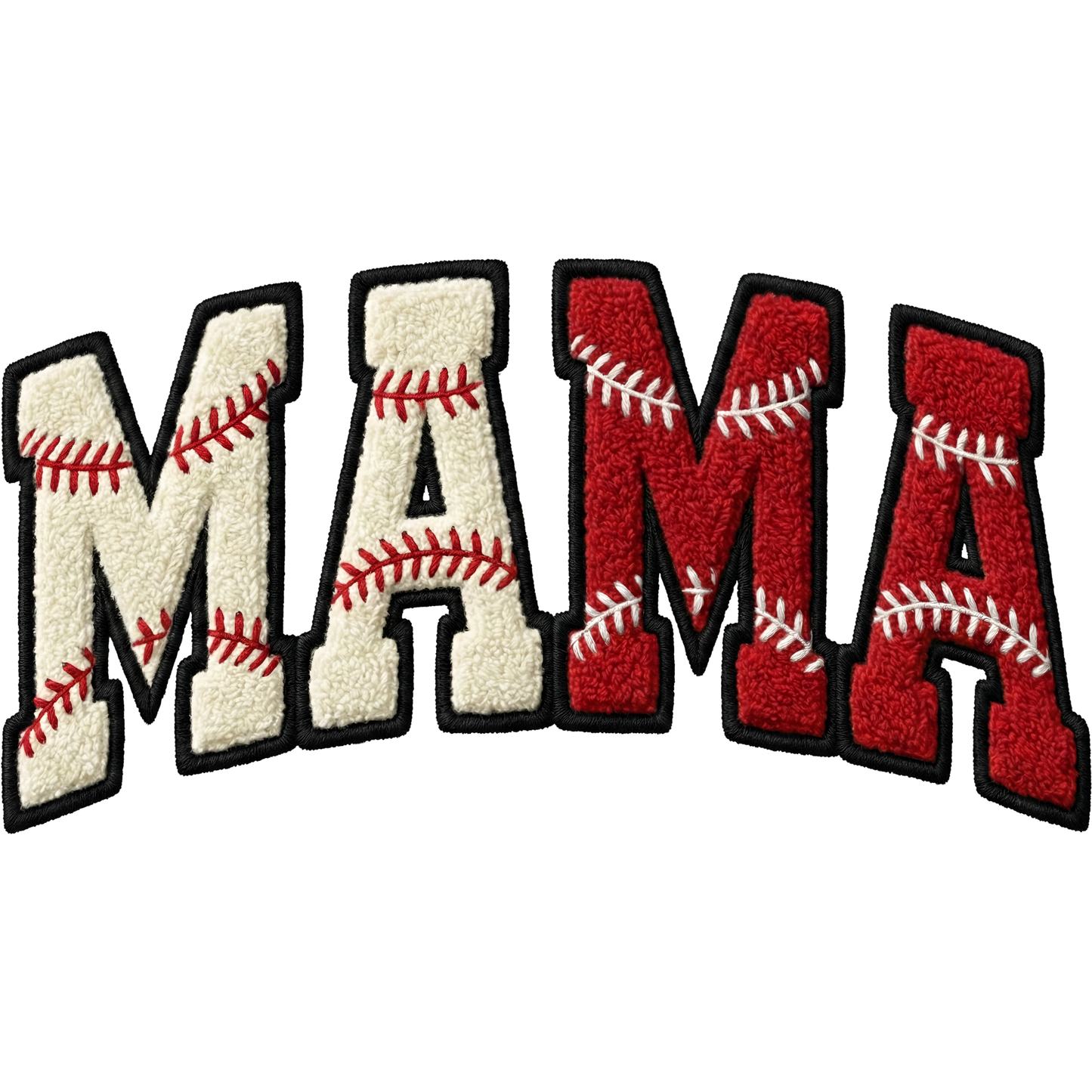 𝐁𝐚𝐬𝐞𝐛𝐚𝐥𝐥 𝐌𝐀𝐌𝐀 DTF Transfer – Chenille Varsity Sports Mom Design DTF Ready To Press