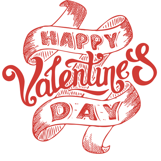 Happy Valentine’s Day DTF Ready to Press Transfer – Vintage Scroll Love Design