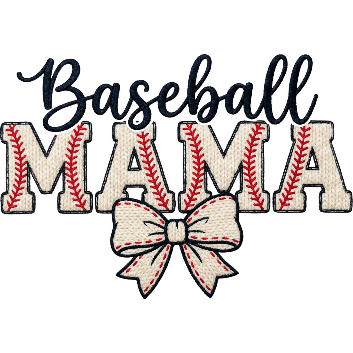 𝐁𝐚𝐬𝐞𝐛𝐚𝐥𝐥 Mama Bow DTF Transfer – Cute Baseball Stitch Mom Sports Mom Game Day Design DTF Ready To Press