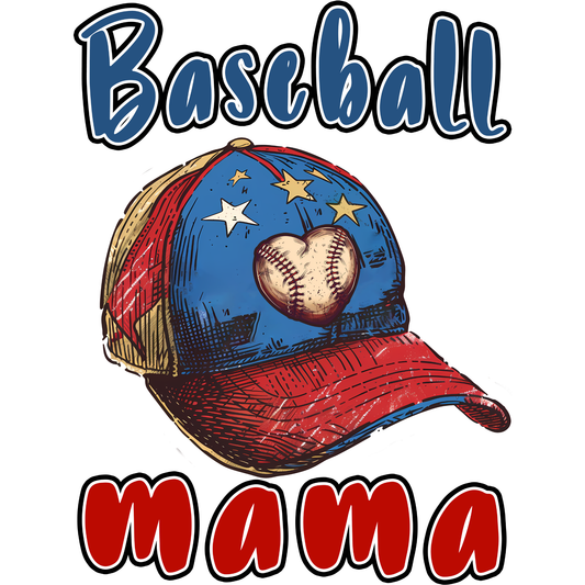 𝐁𝐚𝐬𝐞𝐛𝐚𝐥𝐥 𝐌𝐚𝐦𝐚 𝐃𝐓𝐅 𝐓𝐫𝐚𝐧𝐬𝐟𝐞𝐫 – Patriotic Baseball Mom Cap Game Day Shirt Design DTF Ready To Press