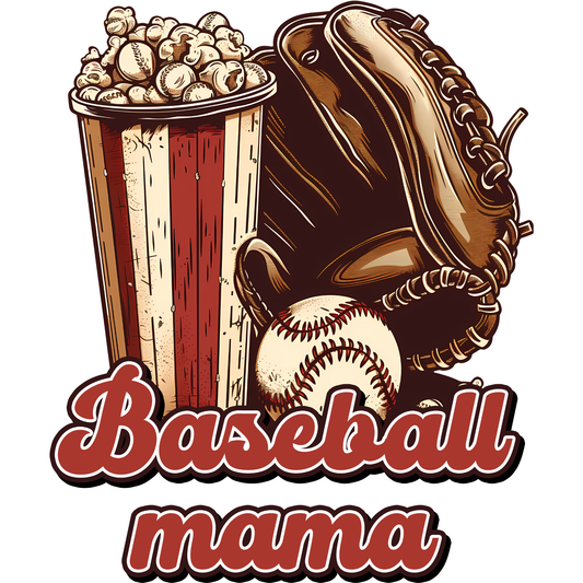 𝐁𝐚𝐬𝐞𝐛𝐚𝐥𝐥 𝐌𝐚𝐦𝐚 𝐆𝐥𝐨𝐯𝐞 & 𝐏𝐨𝐩𝐜𝐨𝐫𝐧 DTF Transfer – Vintage Baseball Mom Game Day Sports Fan Design DTF Ready To Press