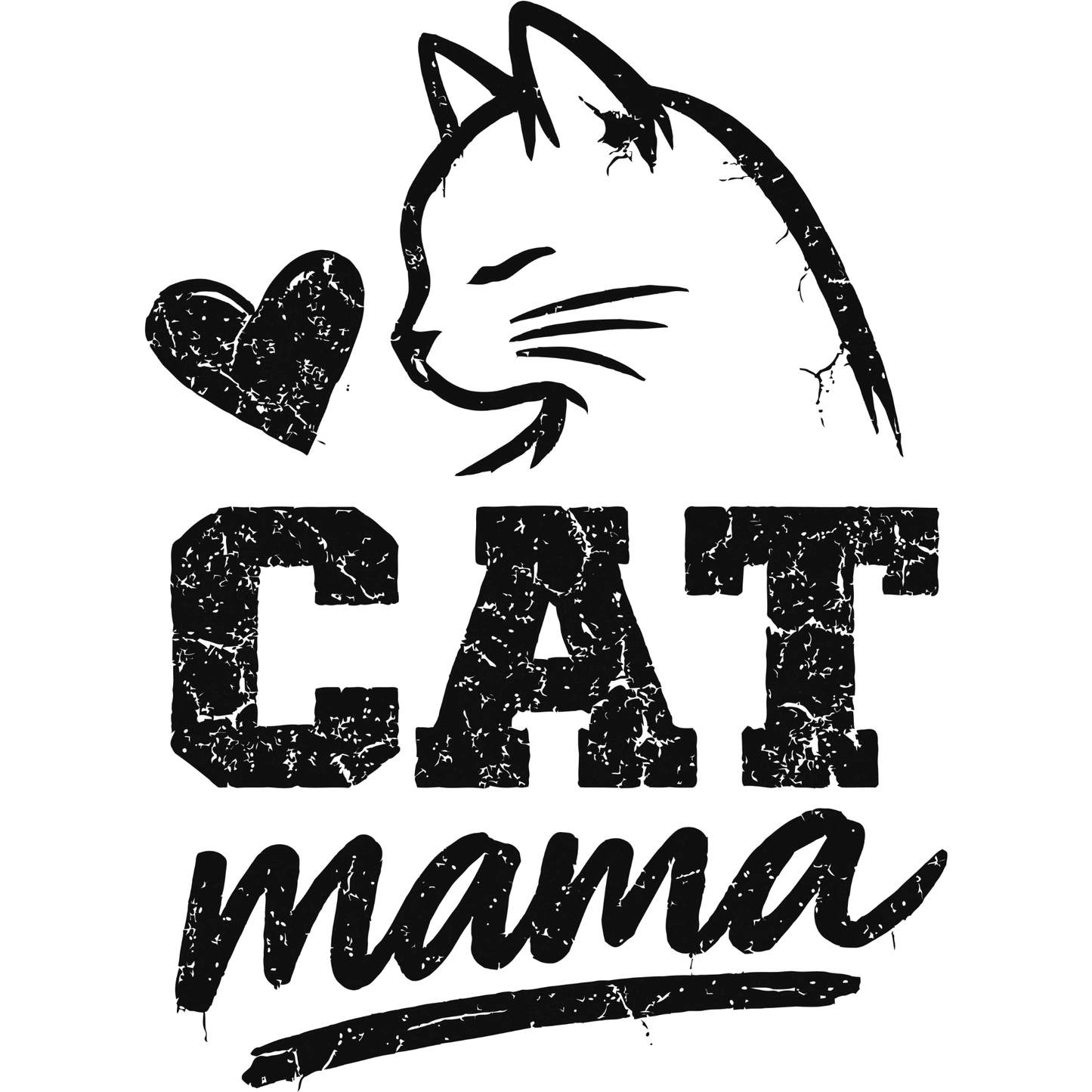 𝐂𝐚𝐭 Mama Vintage Distressed DTF Transfer – Cute Cat Lover Mom Graphic Pet Mom Design DTF Ready To Press