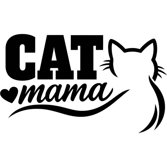 Cat Mama Silhouette DTF Transfer – Cute Cat Lover Pet Mom Graphic Shirt Design DTF Ready To Press