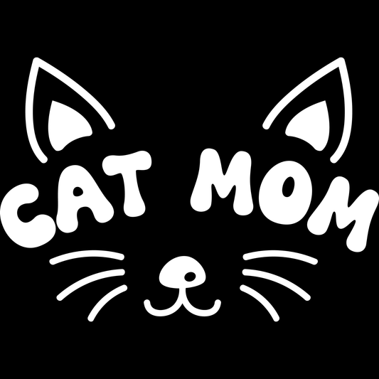 𝐂𝐚𝐭 𝐌𝐨𝐦 DTF Transfer – Cute Cat Face Minimalist Pet Lover Cat Mom Design DTF Ready To Press