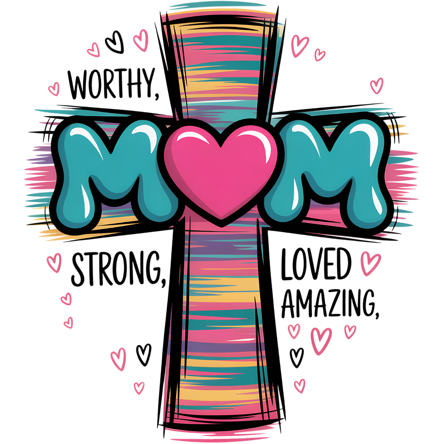 𝐂𝐡𝐫𝐢𝐬𝐭𝐢𝐚𝐧 𝐌𝐎𝐌 DTF Transfer – Faith Cross Mom Design DTF Ready To Press