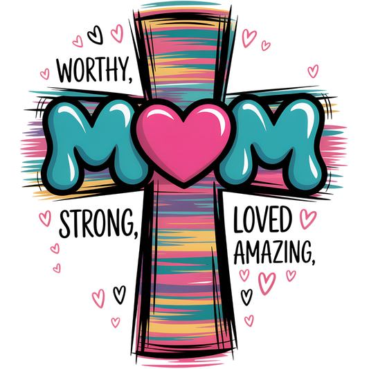 𝐂𝐡𝐫𝐢𝐬𝐭𝐢𝐚𝐧 𝐌𝐎𝐌 DTF Transfer – Faith Cross Mom Design DTF Ready To Press