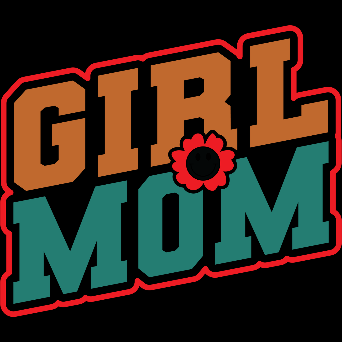 𝐆𝐈𝐑𝐋 𝐌𝐎𝐌 DTF Transfer – Retro Smiley Flower Mom Design DTF Ready To Press