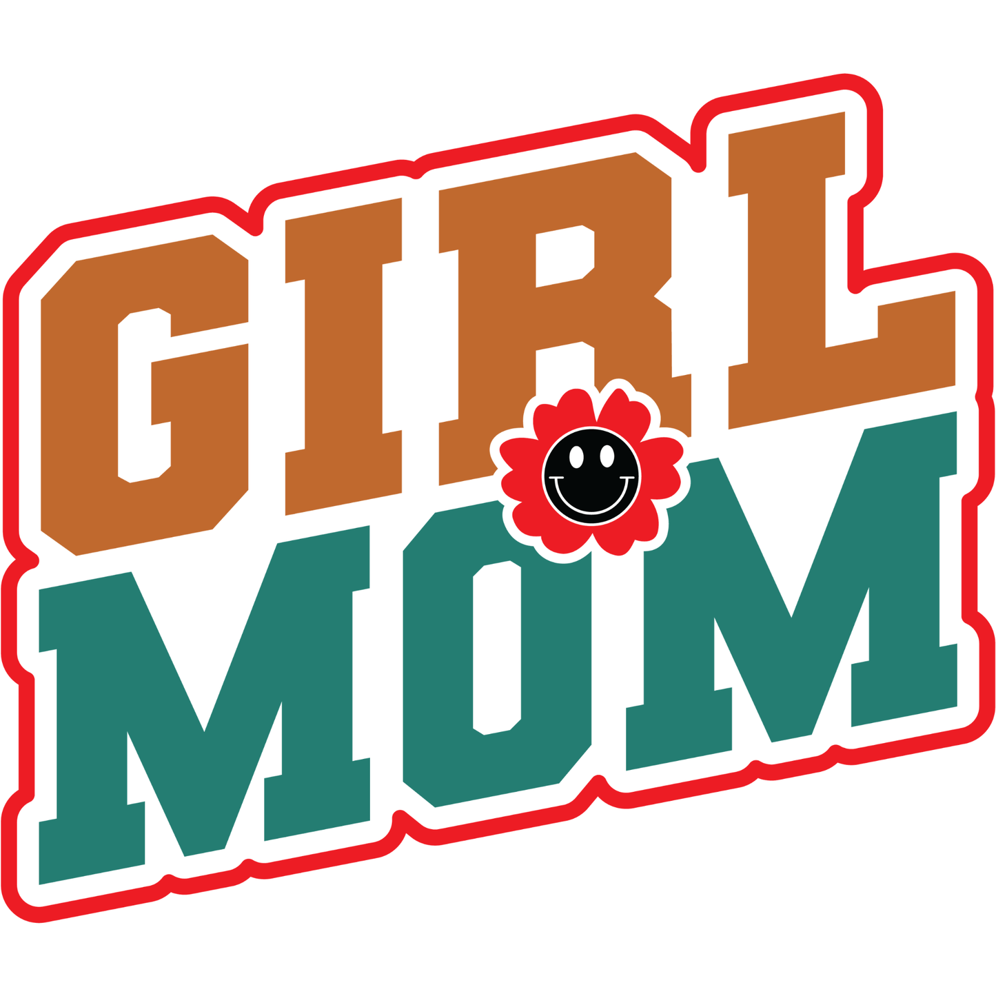 𝐆𝐈𝐑𝐋 𝐌𝐎𝐌 DTF Transfer – Retro Smiley Flower Mom Design DTF Ready To Press