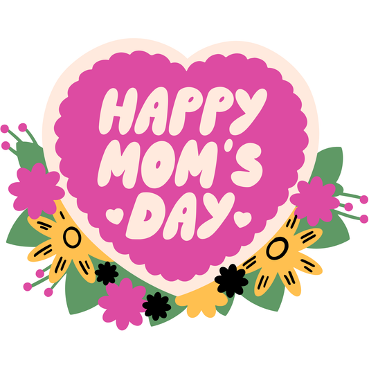 Happy Mom's Day Heart DTF Transfer – Cute Floral Mother's Day Ready to Press Heat Transfer