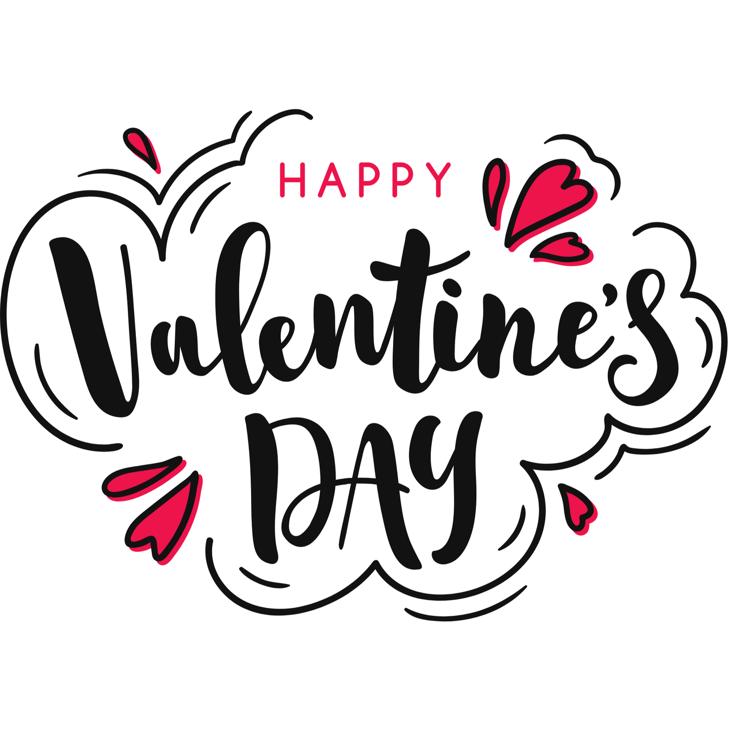 Happy Valentine’s Day DTF Ready to Press Transfer – Modern Bold Script Love Design