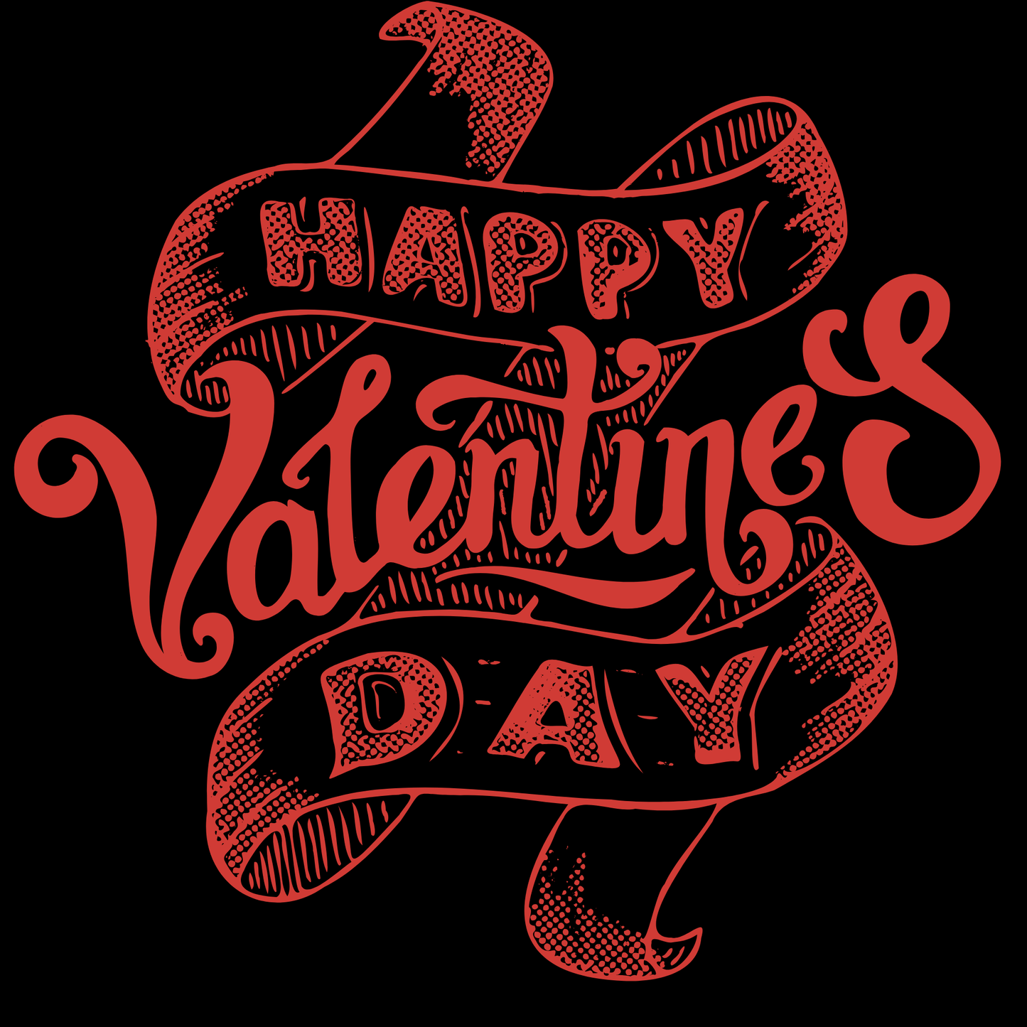 Happy Valentine’s Day DTF Ready to Press Transfer – Vintage Scroll Love Design
