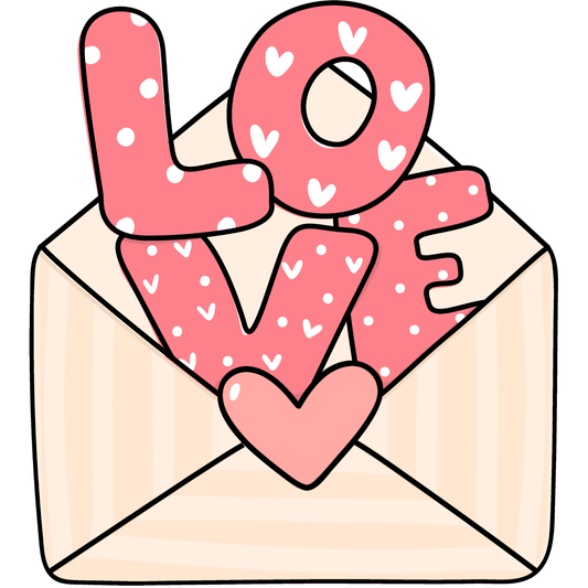 Love Letter Valentine DTF Transfer – Cute Envelope Ready to Press Heat Transfer for Apparel