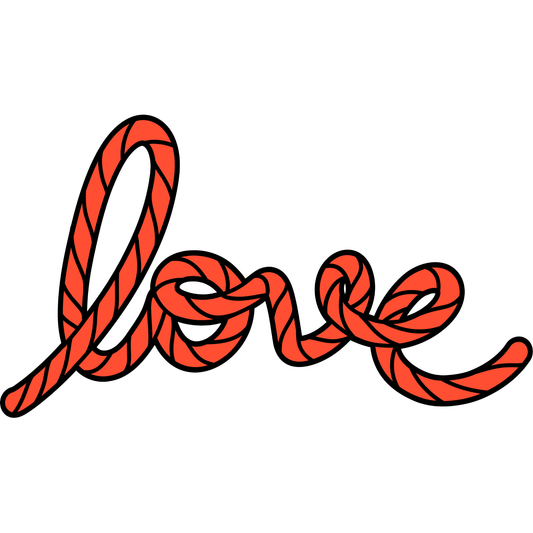 Love Rope Typography DTF Transfer – Nautical Rope Love Design Ready to Press Heat Transfer for Apparel