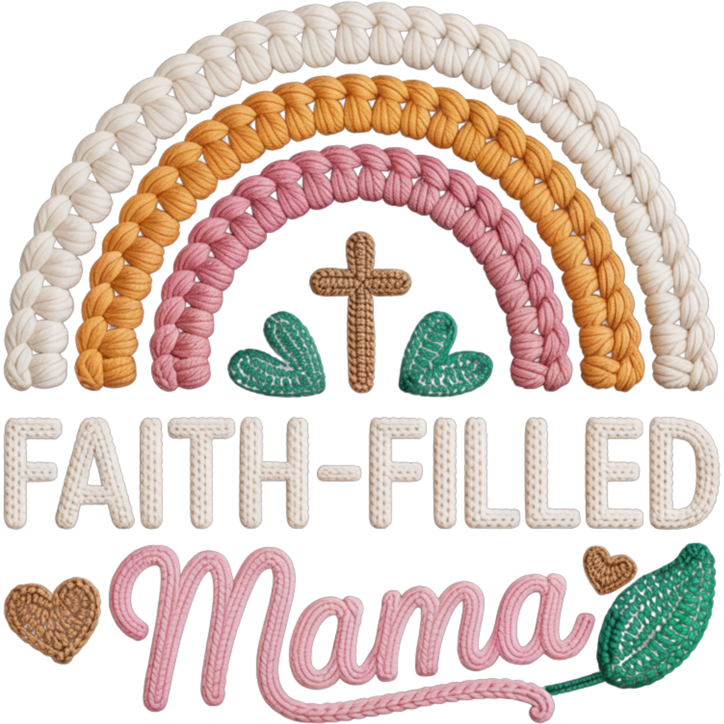 𝐅𝐚𝐢𝐭𝐡-𝐅𝐢𝐥𝐥𝐞𝐝 𝐌𝐚𝐦𝐚 – Christian Mom Rainbow DTF Ready To Press Transfer