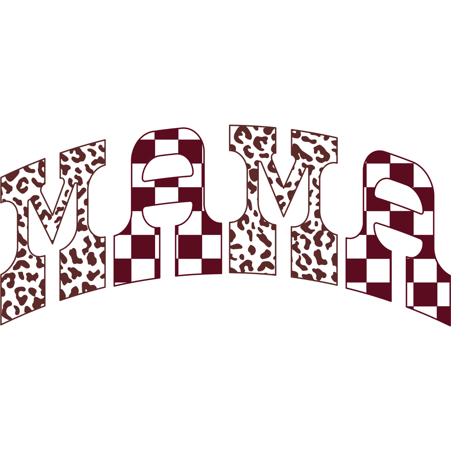 𝐌𝐀𝐌𝐀 Retro Checkered Leopard DTF Transfer – Trendy Western Style Mom Graphic DTF Ready To Press