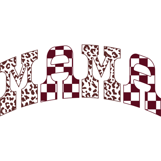 𝐌𝐀𝐌𝐀 Retro Checkered Leopard DTF Transfer – Trendy Western Style Mom Graphic DTF Ready To Press