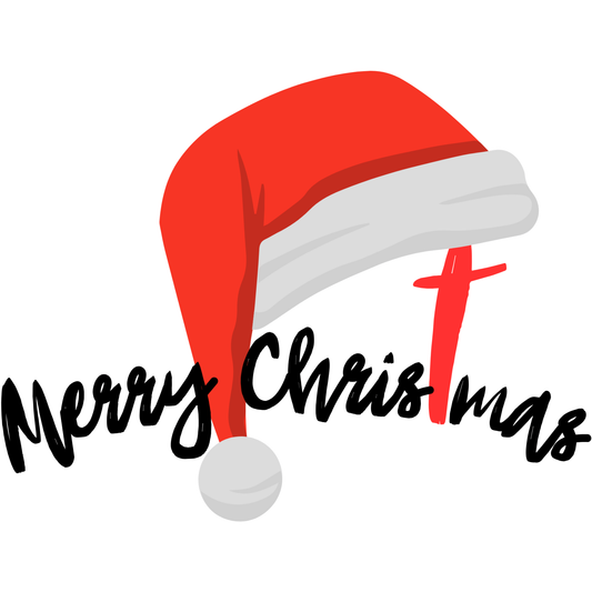 Merry Christmas Santa Hat DTF Transfer – Modern Christmas Typography Design Ready to Press