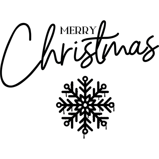 Merry Christmas Snowflake DTF Transfer – Minimalist Christmas Typography with Snowflake Ready to Press Heat Transfer for Apparel
