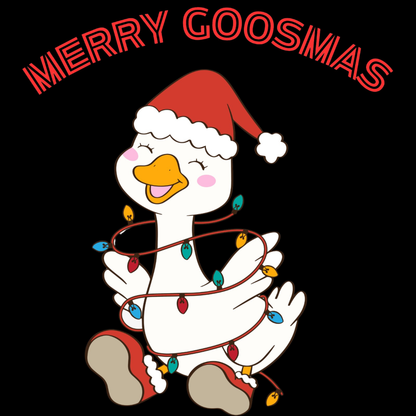 Merry Goosmas Goose DTF Transfer – Funny Christmas Goose with Lights Ready to Press Heat Transfer for Holiday