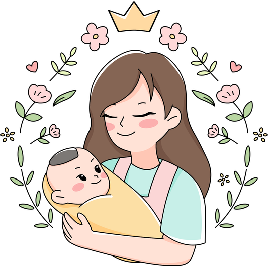Mom and Baby Crown DTF Transfer – Motherhood Love Illustration Ready to Press Heat Transfer