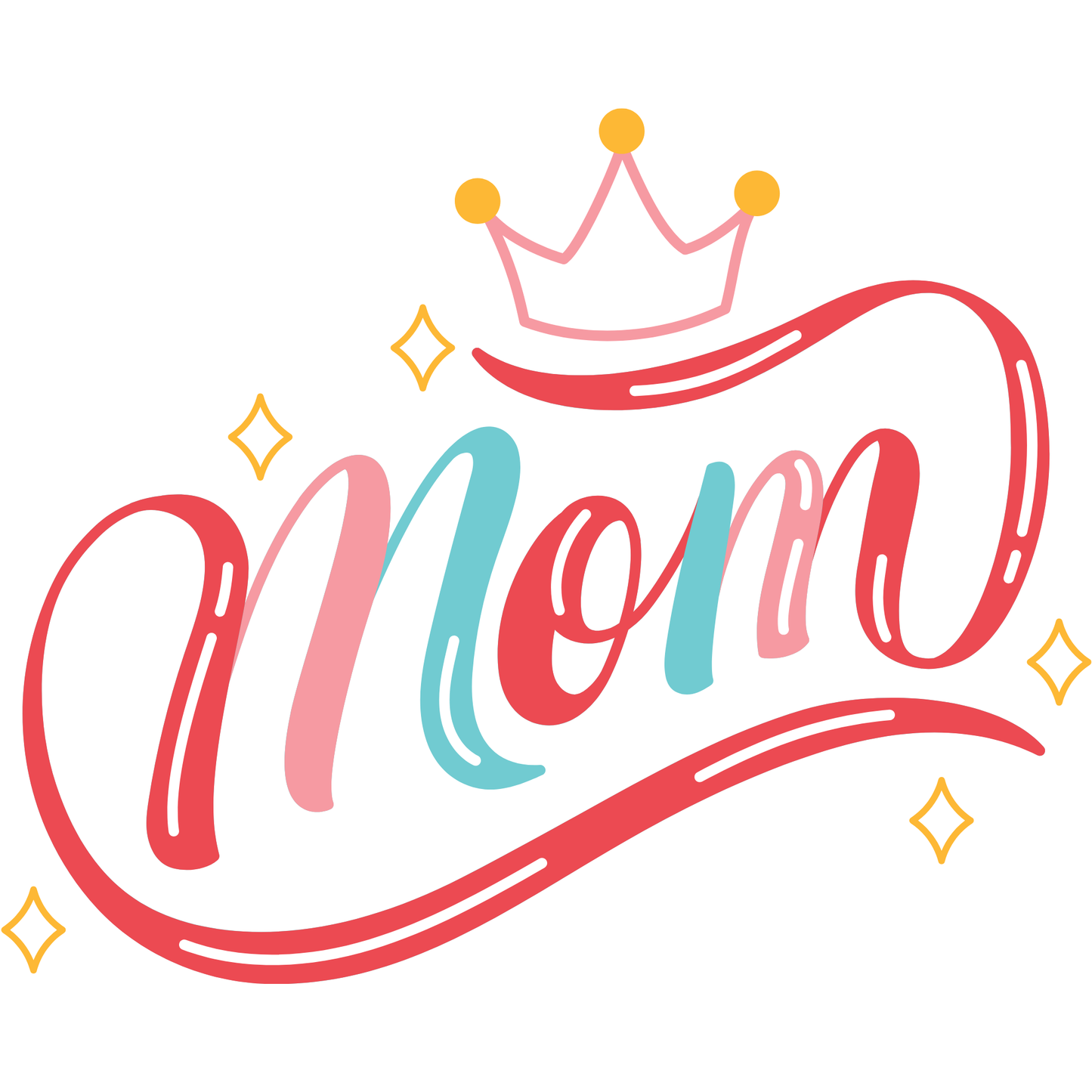 Mom Crown Typography DTF Transfer – Cute Mom Lettering Ready to Press Heat Transfer
