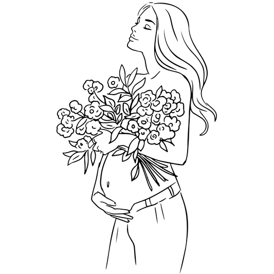 𝐏𝐫𝐞𝐠𝐧𝐚𝐧𝐭 𝐖𝐨𝐦𝐚𝐧 𝐅𝐥𝐨𝐫𝐚𝐥 𝐋𝐢𝐧𝐞 𝐀𝐫𝐭 𝐃𝐓𝐅 𝐓𝐫𝐚𝐧𝐬𝐟𝐞𝐫 – 𝐌𝐚𝐭𝐞𝐫𝐧𝐢𝐭𝐲 𝐌𝐨𝐭𝐡𝐞𝐫𝐡𝐨𝐨𝐝 𝐁𝐨𝐡𝐨 𝐅𝐥𝐨𝐫𝐚𝐥 𝐇𝐞𝐚𝐭 𝐓𝐫𝐚𝐧𝐬𝐟𝐞𝐫 𝐃𝐓𝐅 𝐑𝐞𝐚𝐝𝐲 𝐓𝐨 𝐏𝐫𝐞𝐬𝐬