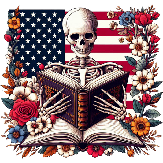 𝐒𝐤𝐞𝐥𝐞𝐭𝐨𝐧 𝐑𝐞𝐚𝐝𝐢𝐧𝐠 𝐁𝐨𝐨𝐤 𝐰𝐢𝐭𝐡 𝐀𝐦𝐞𝐫𝐢𝐜𝐚𝐧 𝐅𝐥𝐚𝐠 𝐅𝐥𝐨𝐫𝐚𝐥 𝐓𝐫𝐚𝐧𝐬𝐟𝐞𝐫 – 𝐃𝐓𝐅 𝐑𝐞𝐚𝐝𝐲 𝐓𝐨 𝐏𝐫𝐞𝐬𝐬