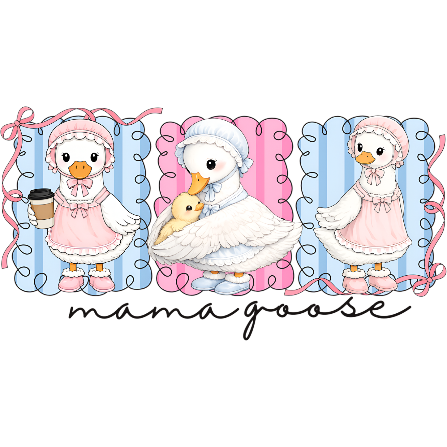 𝐌𝐚𝐦𝐚 𝐆𝐨𝐨𝐬𝐞 DTF Transfer – Cute Mother Goose Duck Design DTF Ready To Press